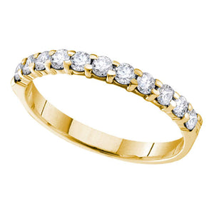 14kt Yellow Gold Womens Round Diamond Wedding Single Row Band 1/10 Cttw