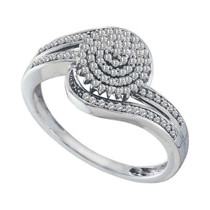 10kt White Gold Womens Round Diamond Cluster Ring 1/3 Cttw