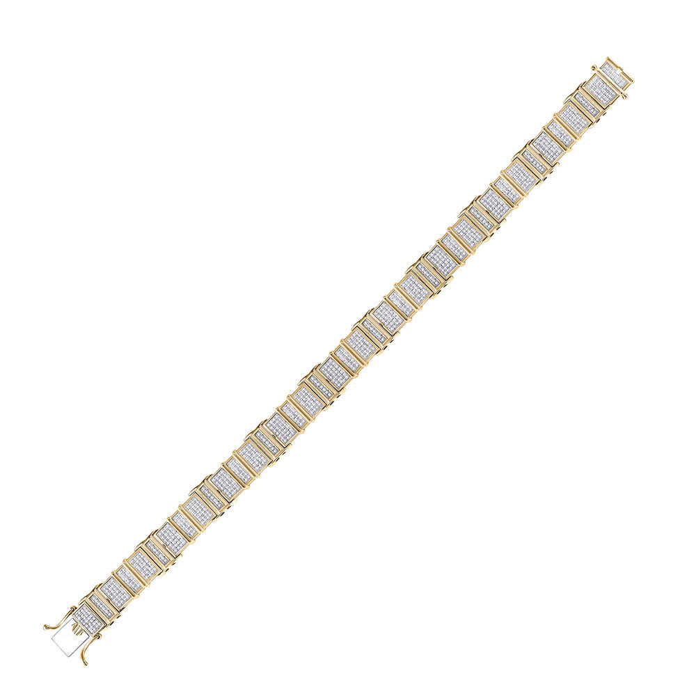 10kt Yellow Gold Mens Round Diamond Link Bracelet 2-1/3 Cttw