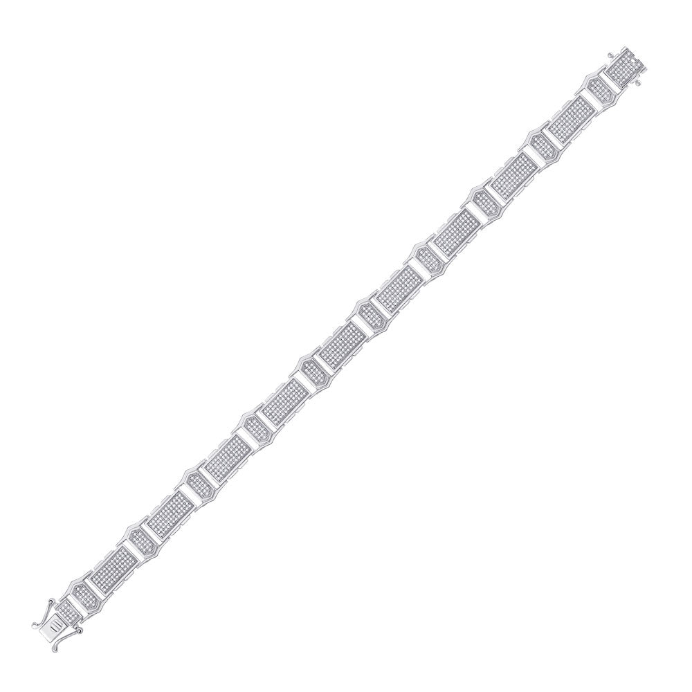10kt White Gold Mens Round Diamond Link Bracelet 2 Cttw