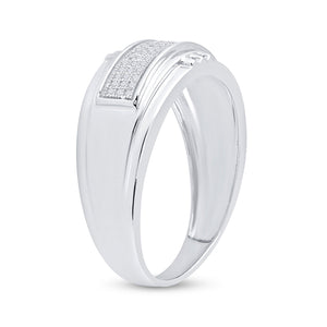 Sterling Silver Mens Round Diamond Band Ring 1/6 Cttw
