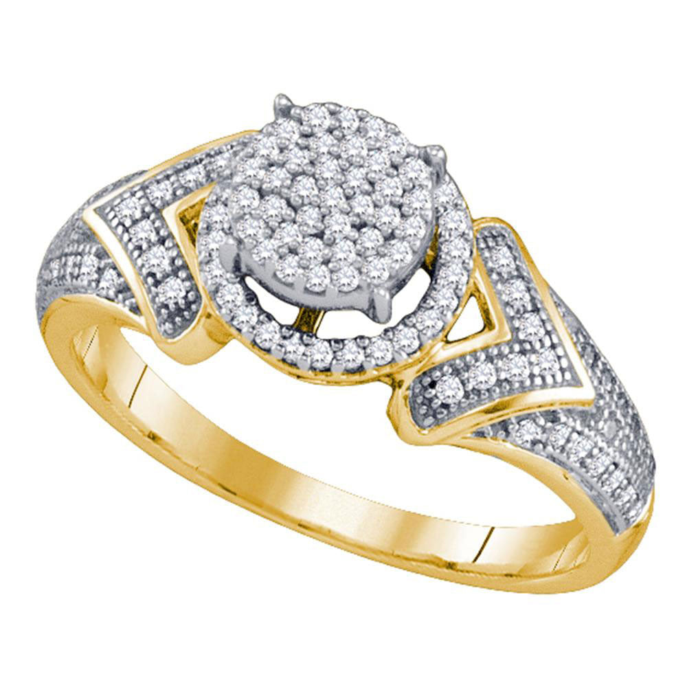 10kt Yellow Gold Womens Round Diamond Cluster Ring 1/3 Cttw