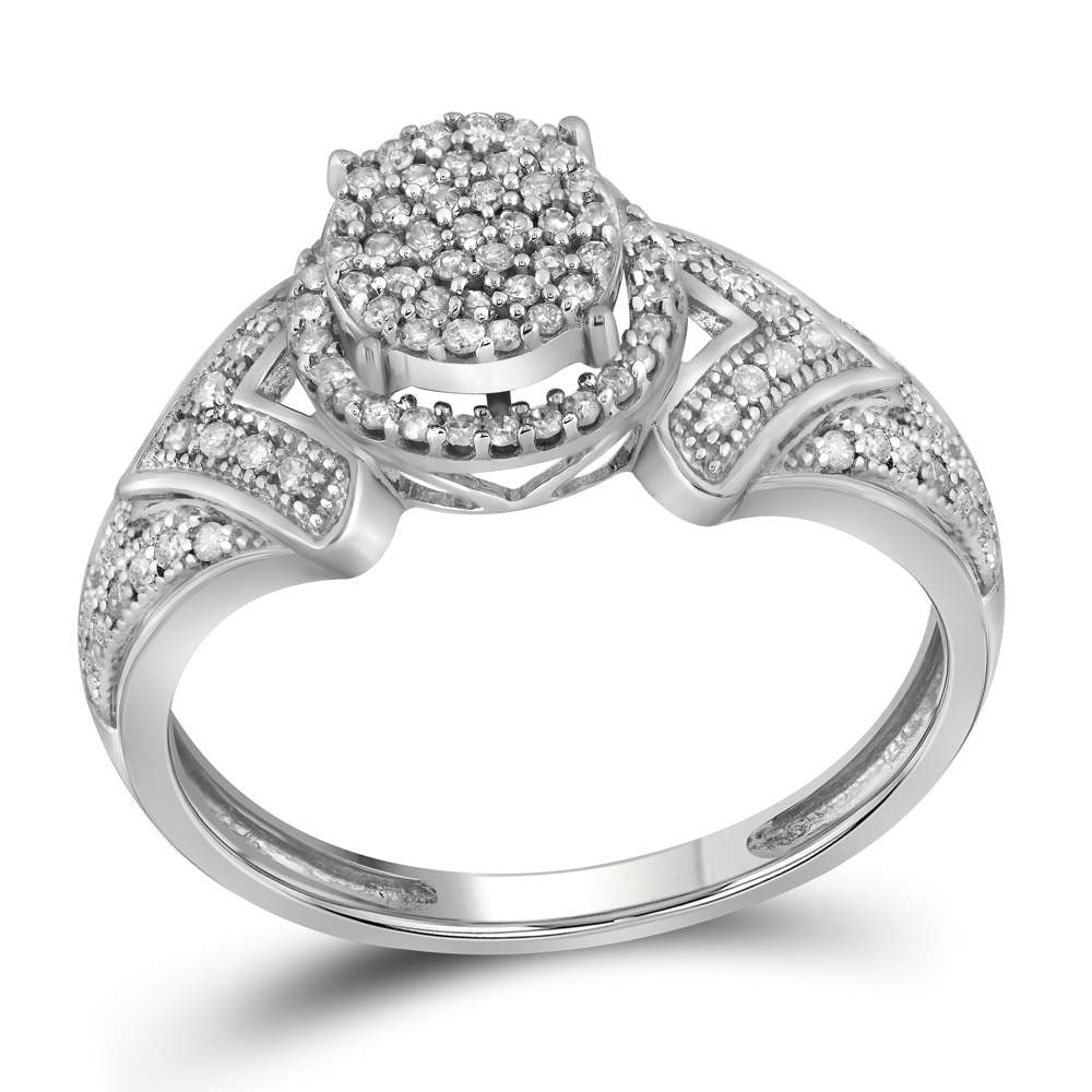 10kt White Gold Womens Round Diamond Cluster Bridal Wedding Engagement Ring 1/3 Cttw
