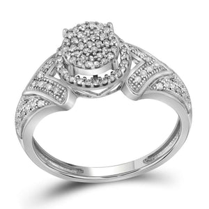 10kt White Gold Womens Round Diamond Cluster Bridal Wedding Engagement Ring 1/3 Cttw