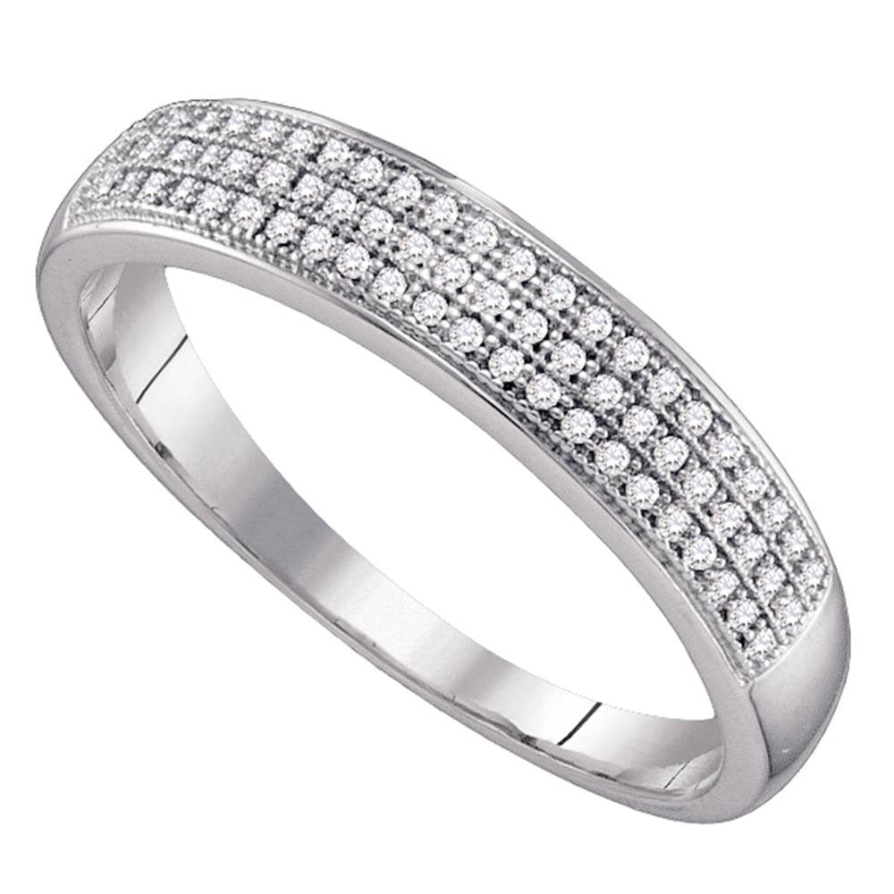 10kt White Gold Mens Round Diamond Wedding Pave Band Ring 1/5 Cttw