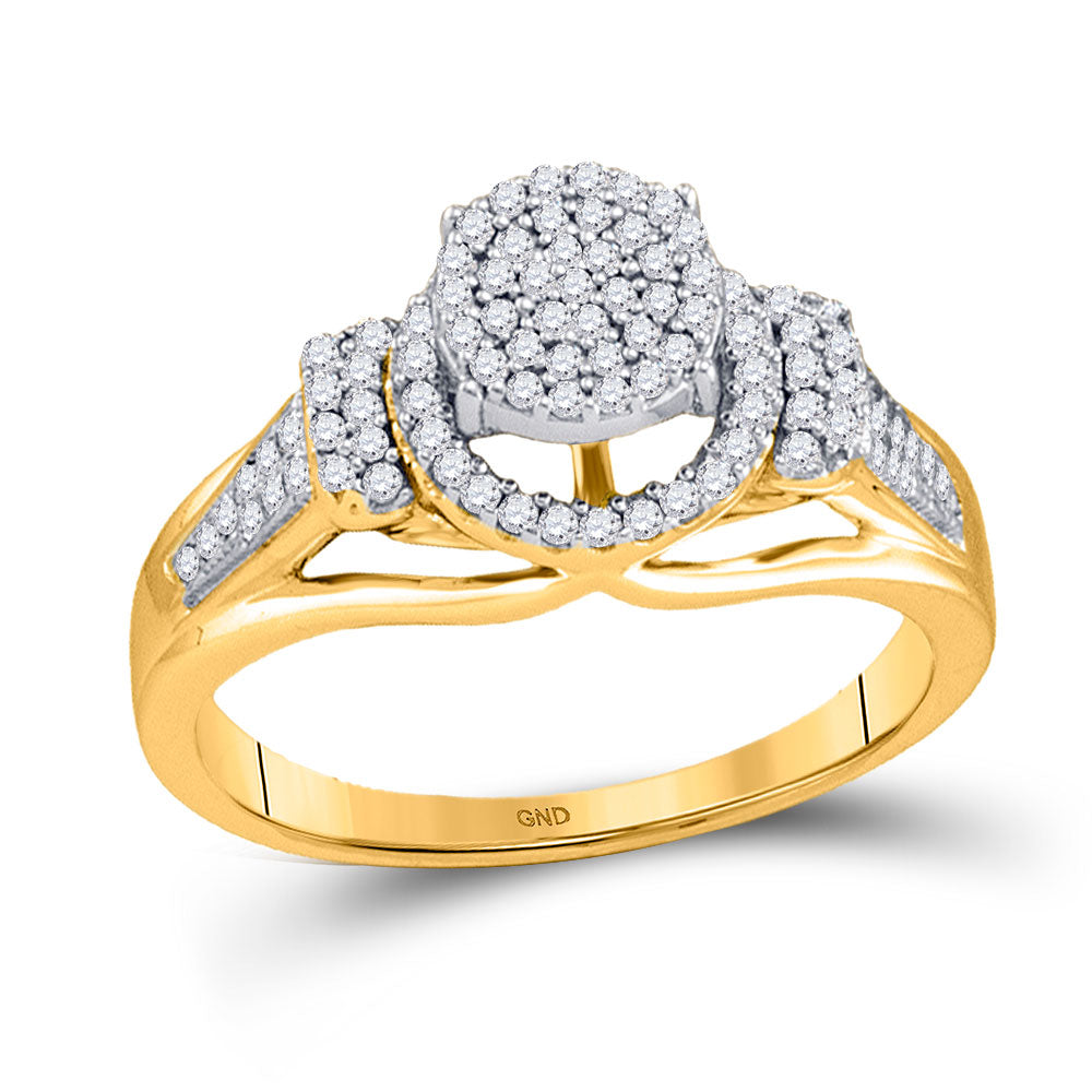 10kt Yellow Gold Womens Round Diamond Cluster Ring 1/3 Cttw