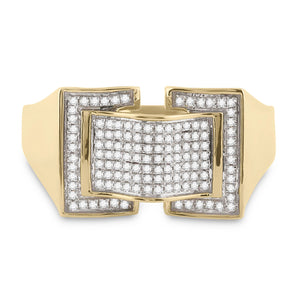 10kt Yellow Gold Mens Round Diamond Arched Fashion Ring 1/4 Cttw
