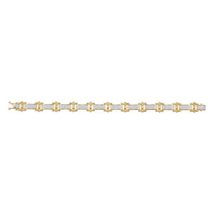 10kt Yellow Gold Mens Round Diamond Big Look Pave-set Fashion Bracelet 1-3/8 Cttw