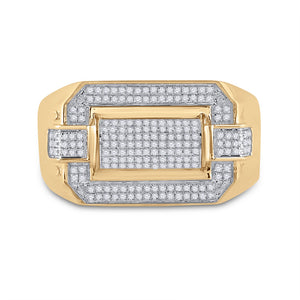 10kt Yellow Gold Mens Round Diamond Fashion Ring 1/3 Cttw