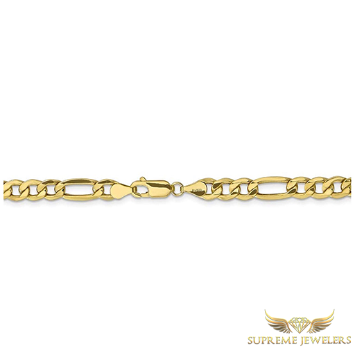 6mm 10K Gold Figaro Link
