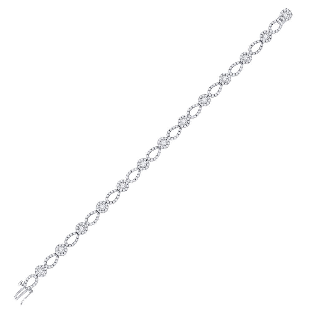 14kt White Gold Womens Round Diamond Link Bracelet 3 Cttw
