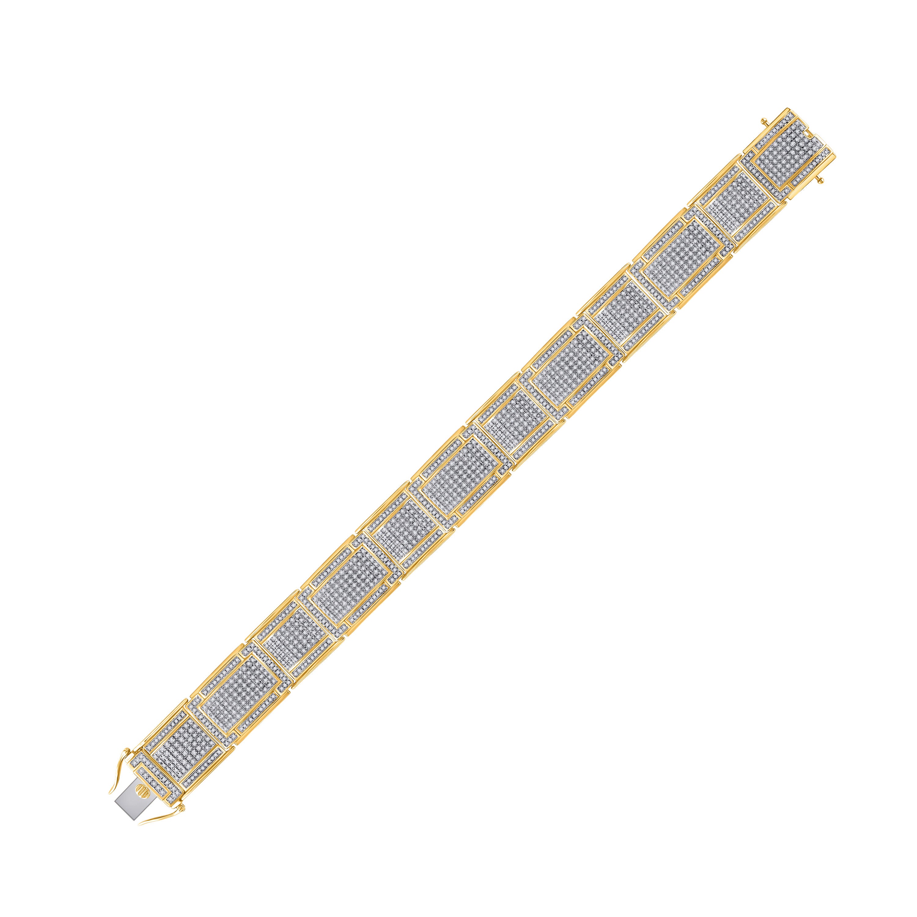 10kt Yellow Gold Mens Round Diamond Link Bracelet 3-7/8 Cttw