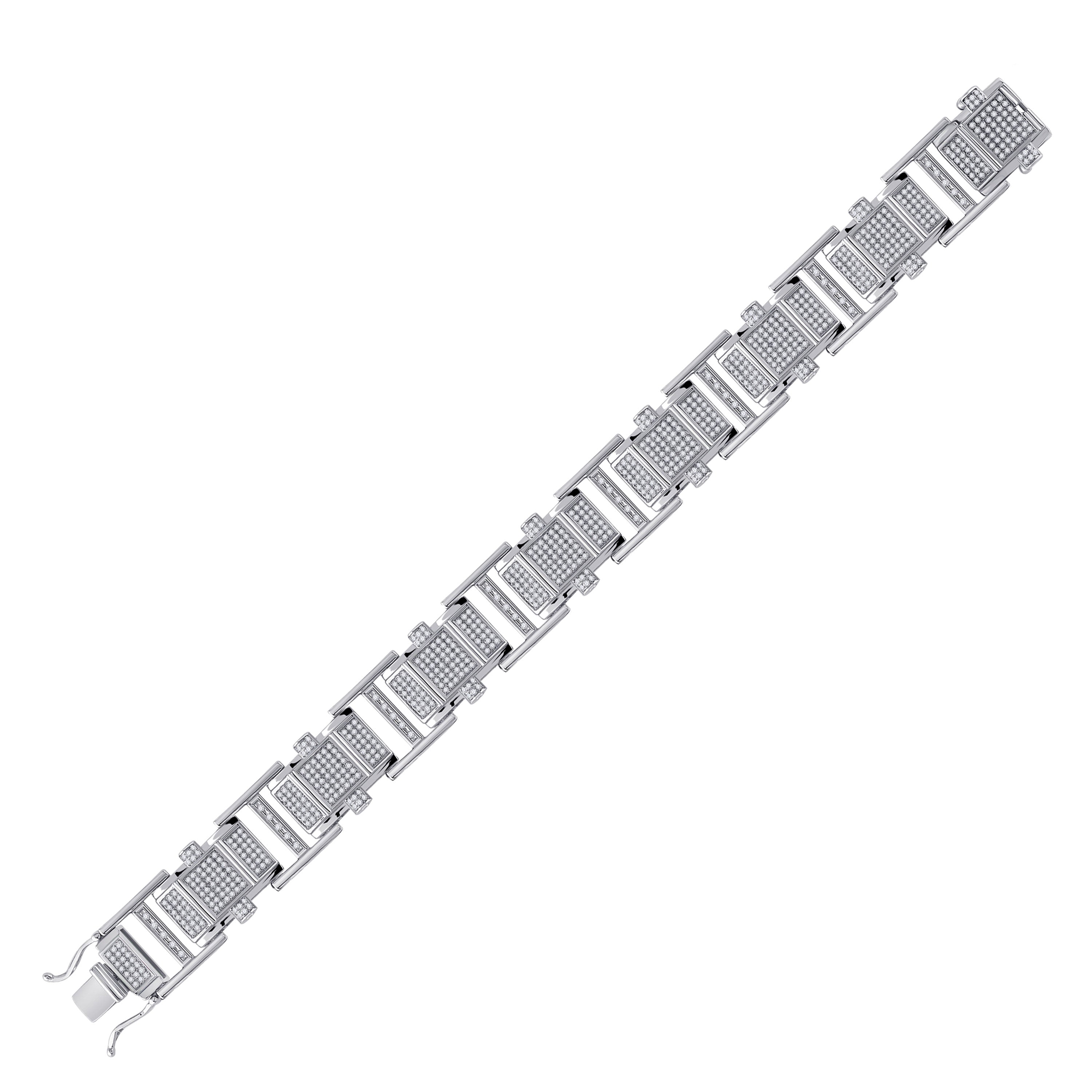 10kt White Gold Mens Round Diamond Fashion Bracelet 2-3/4 Cttw