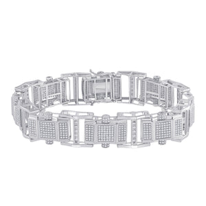 10kt White Gold Mens Round Diamond Fashion Bracelet 2-3/4 Cttw