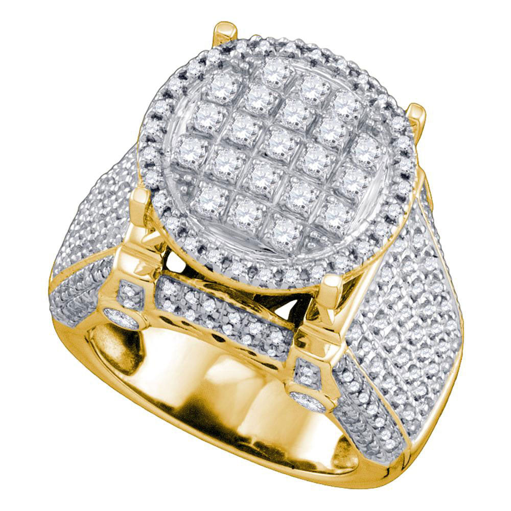 10kt Yellow Gold Womens Round Diamond Fashion Ring 1-3/4 Cttw