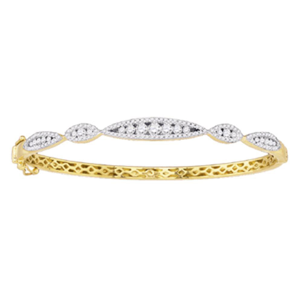 10kt White Gold Womens Round Diamond Bangle Bracelet 1 Cttw