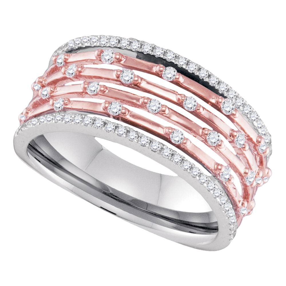 10kt Two-tone Gold Womens Round Diamond Band Ring 3/8 Cttw