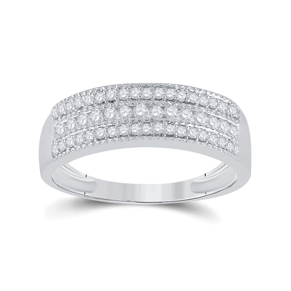 10kt White Gold Womens Round Diamond Band Ring 1/3 Cttw