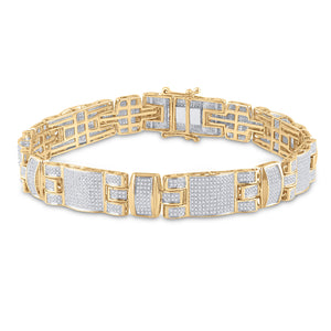 10kt Yellow Gold Mens Round Diamond Link Bracelet 2-3/4 Cttw