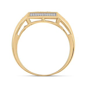 10kt Yellow Gold Mens Round Diamond Square Ring 3/8 Cttw