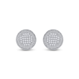 Sterling Silver Mens Round Diamond Disk Circle Earrings 1/6 Cttw