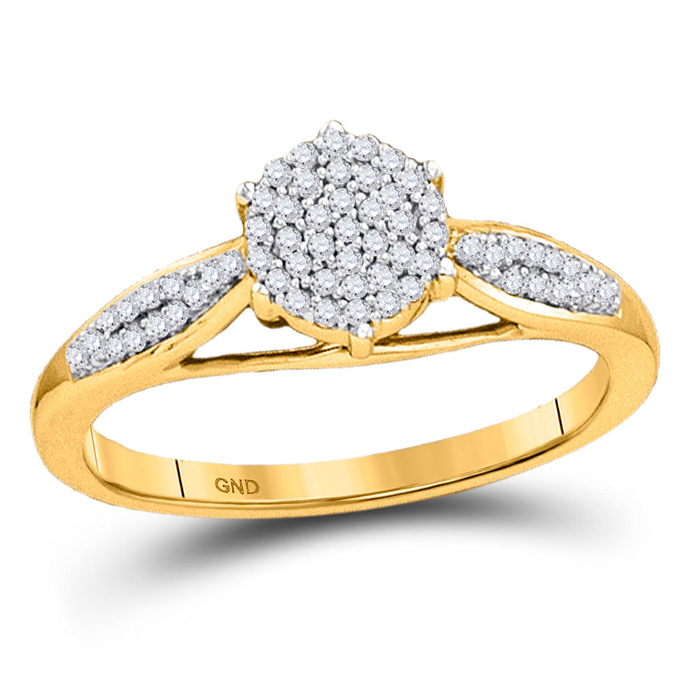 10kt Yellow Gold Womens Round Diamond Cluster Ring 1/5 Cttw