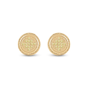 Sterling Silver Womens Round Yellow Color Enhanced Diamond Circle Earrings 1/20 Cttw