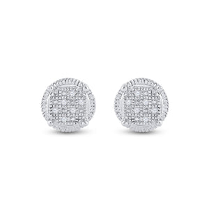 Sterling Silver Mens Round Diamond Cluster Earrings .03 Cttw