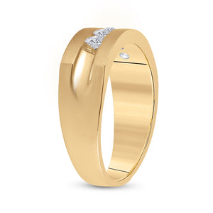 10kt Yellow Gold Mens Round Diamond Wedding 5-Stone Band Ring 1/2 Cttw