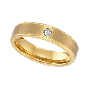 Yellow-tone Tungsten Carbide Mens Round Diamond Band Ring .01 Cttw Size 14