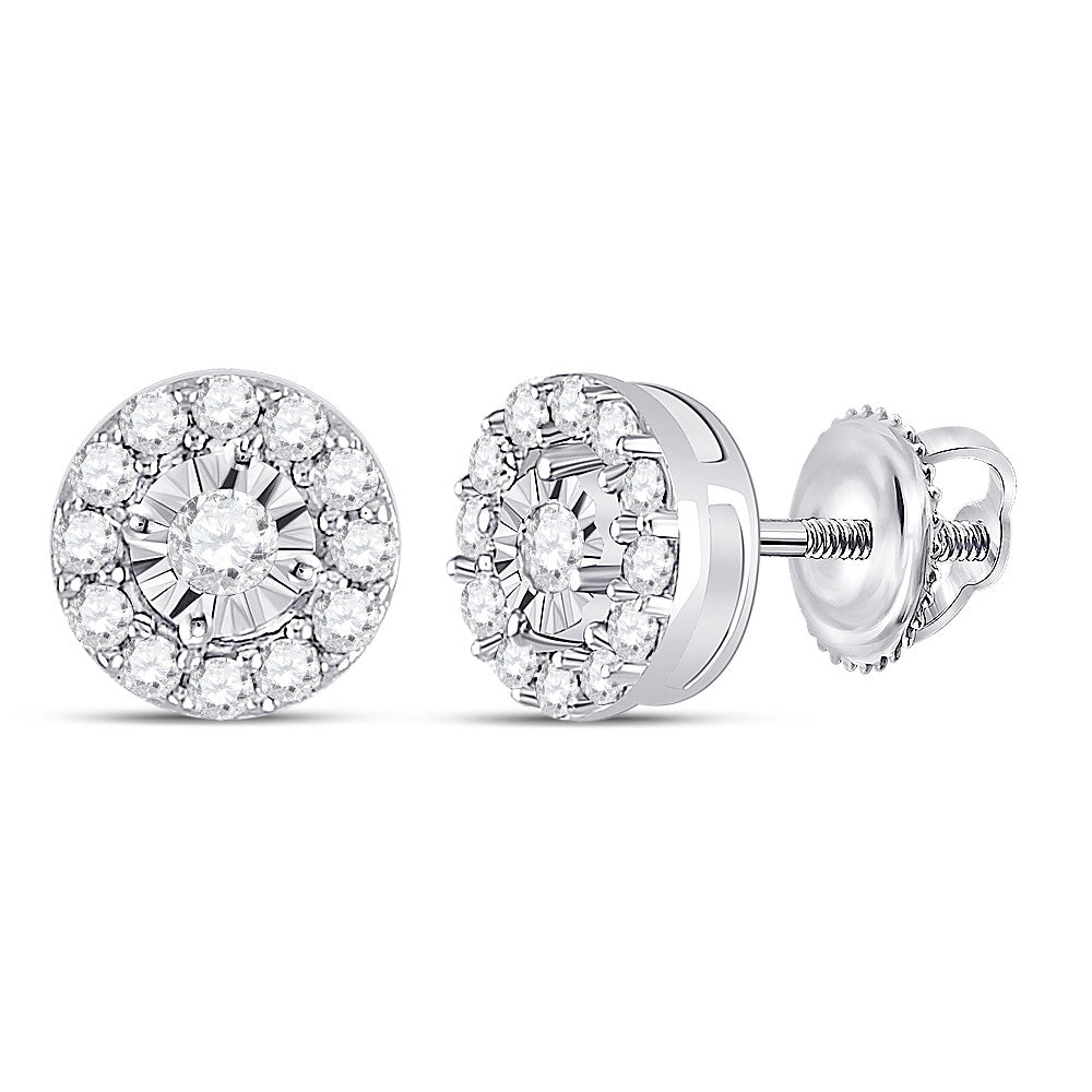 10kt White Gold Womens Round Diamond Stud Earrings 1/4 Cttw
