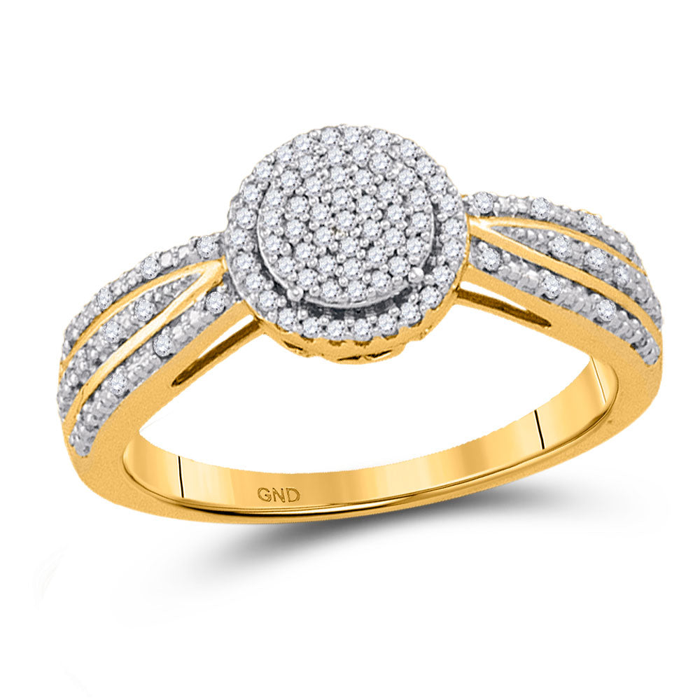 10kt Yellow Gold Womens Round Diamond Circle Cluster Ring 1/5 Cttw