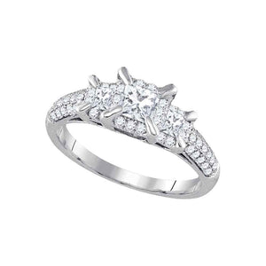 14kt White Gold Princess Diamond 3-stone Bridal Wedding Engagement Ring 1 Cttw