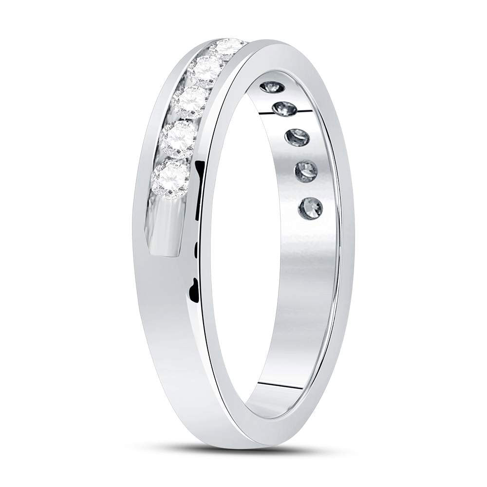 14kt White Gold Womens Machine-Set Round Diamond Wedding Band 1/2 Cttw