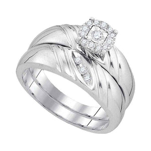 10kt White Gold His Hers Round Diamond Solitaire Matching Wedding Set 1/5 Cttw