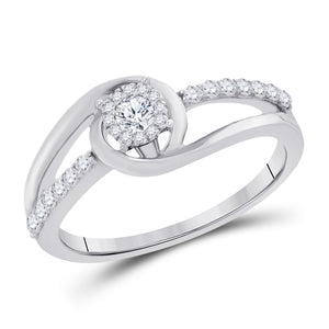10kt White Gold Round Diamond Halo Bridal Wedding Engagement Ring 1/3 Cttw