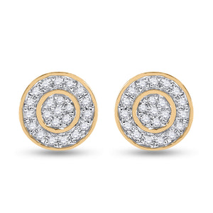10kt Yellow Gold Womens Round Diamond Cluster Earrings 1/2 Cttw