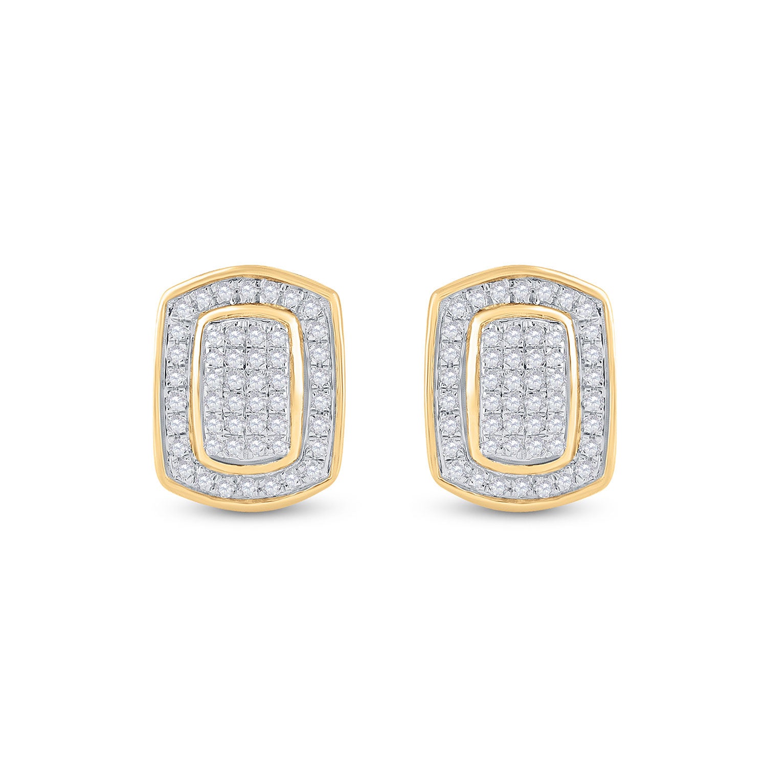 10kt Yellow Gold Womens Round Diamond Cluster Earrings 1/4 Cttw