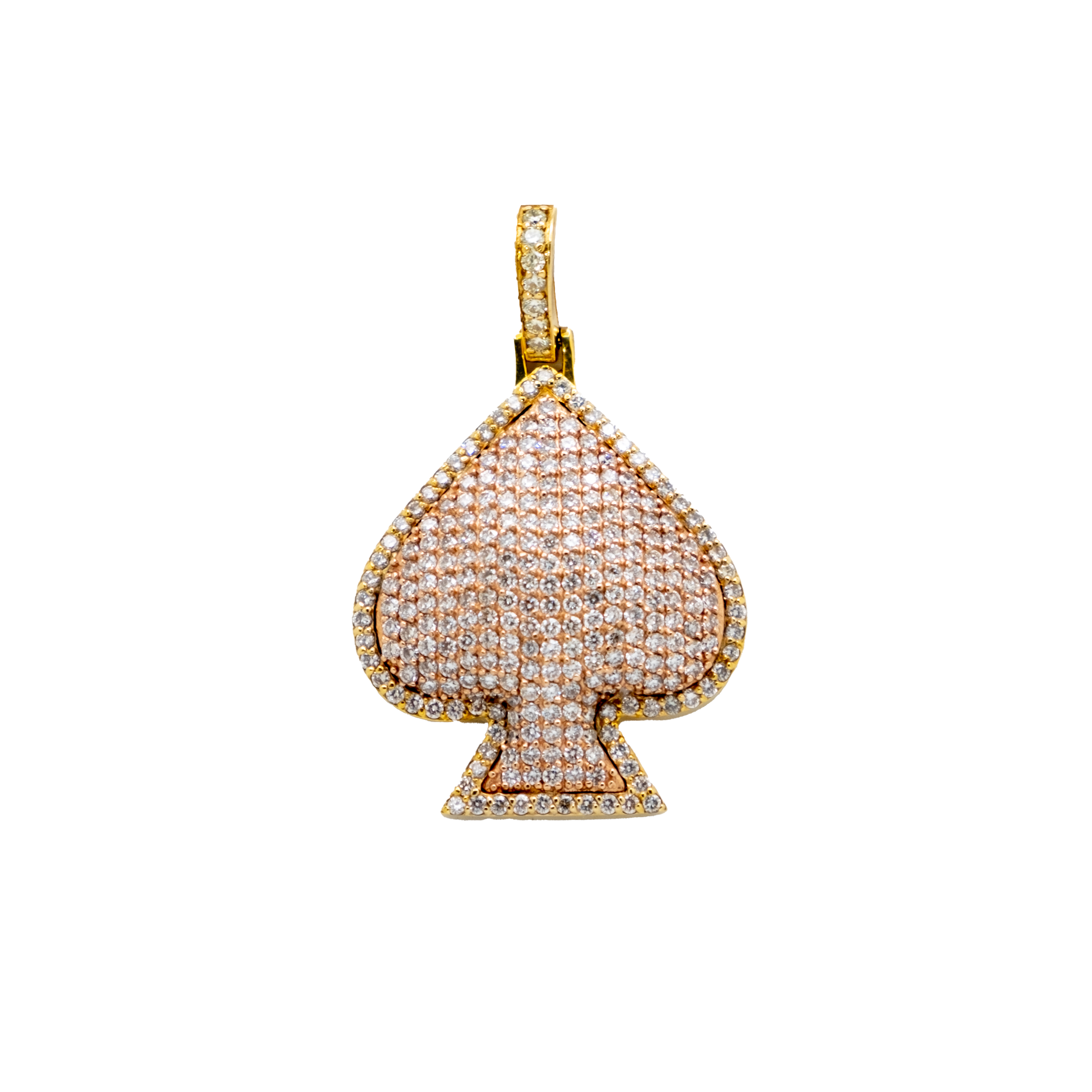 Spades Diamond Pendant - 10K Gold - Free Hollow Rope Chain