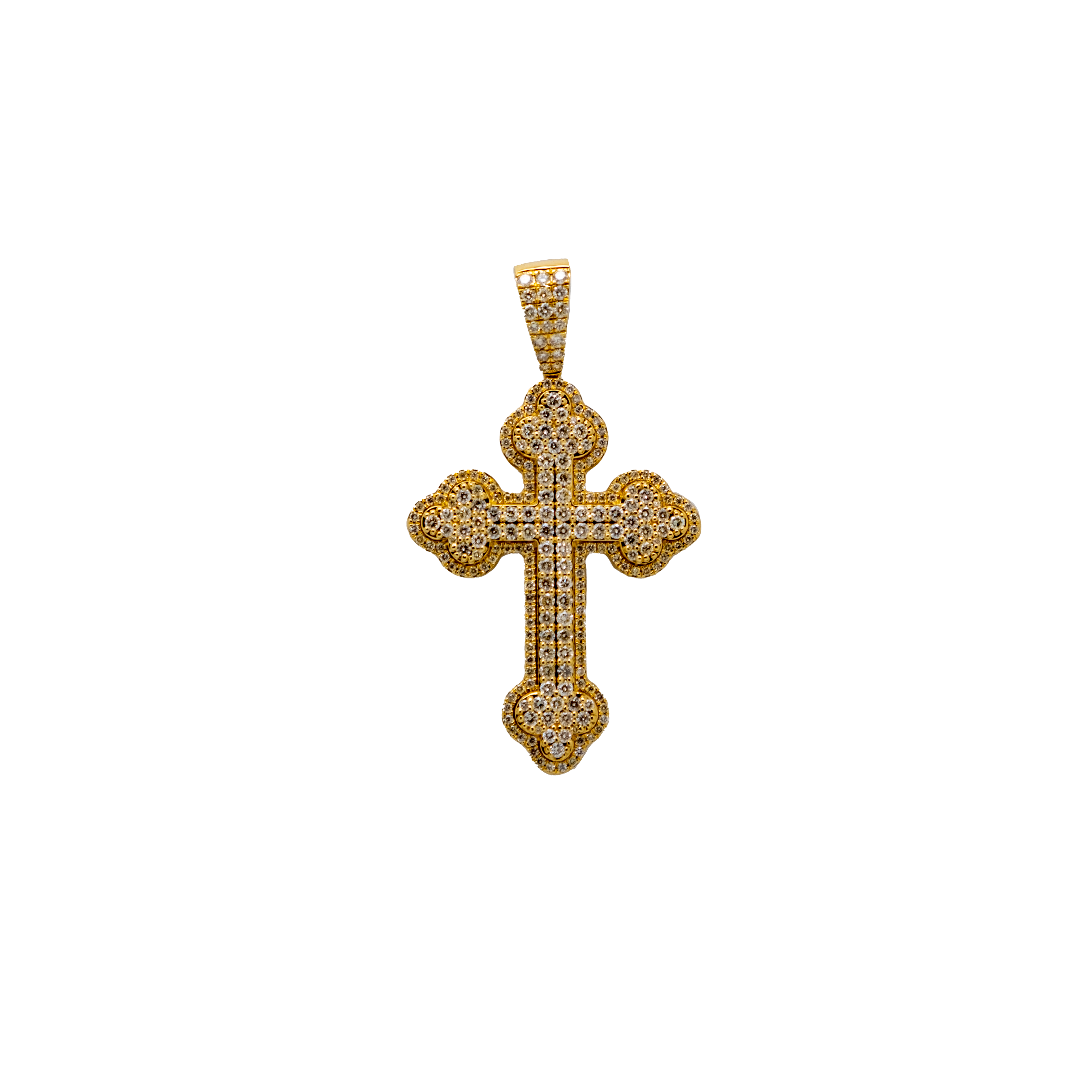 Cross Diamond Pendant - 10K Gold - Free Hollow Rope Chain