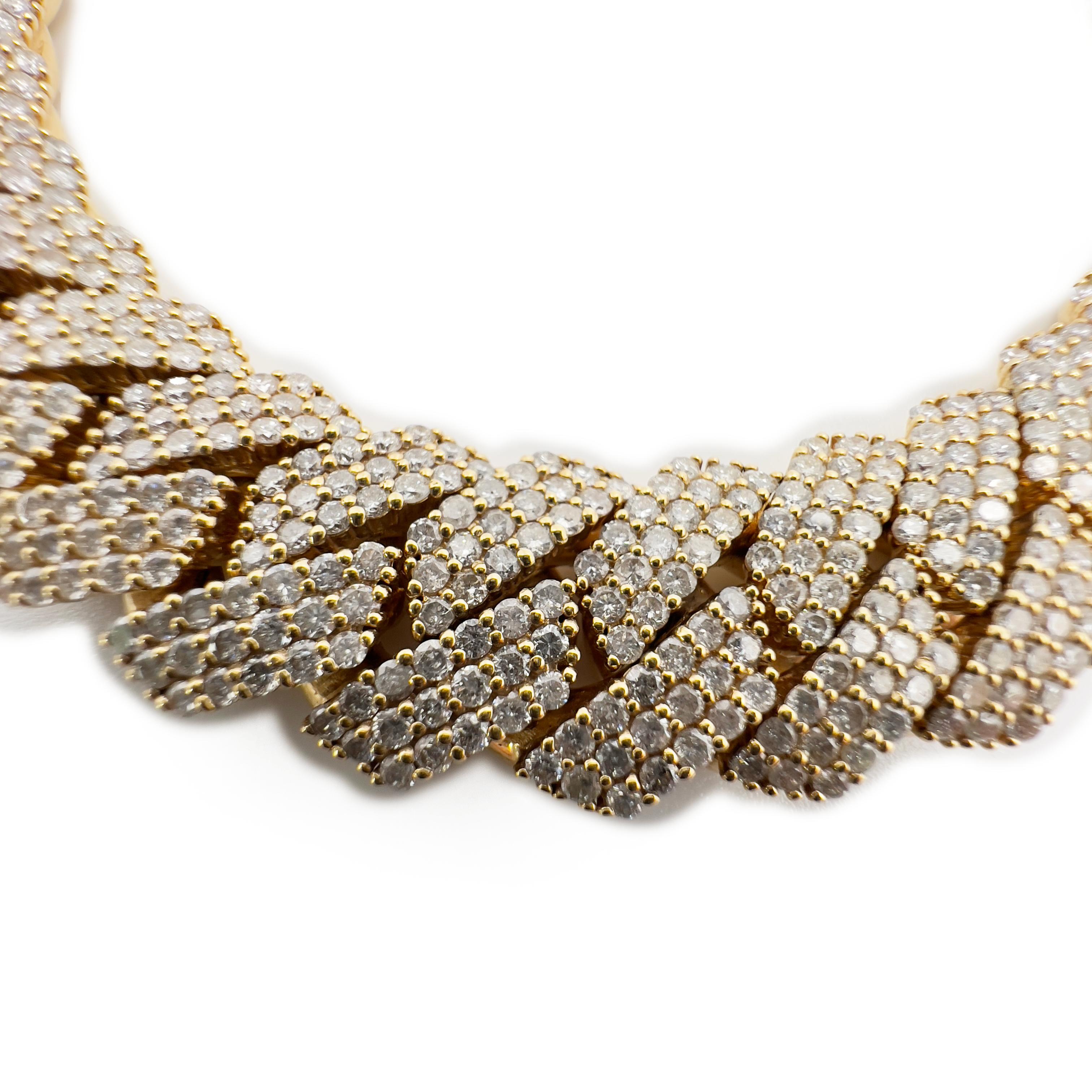 Big Round Diamond Cuban Necklace - 10K Yellow Gold