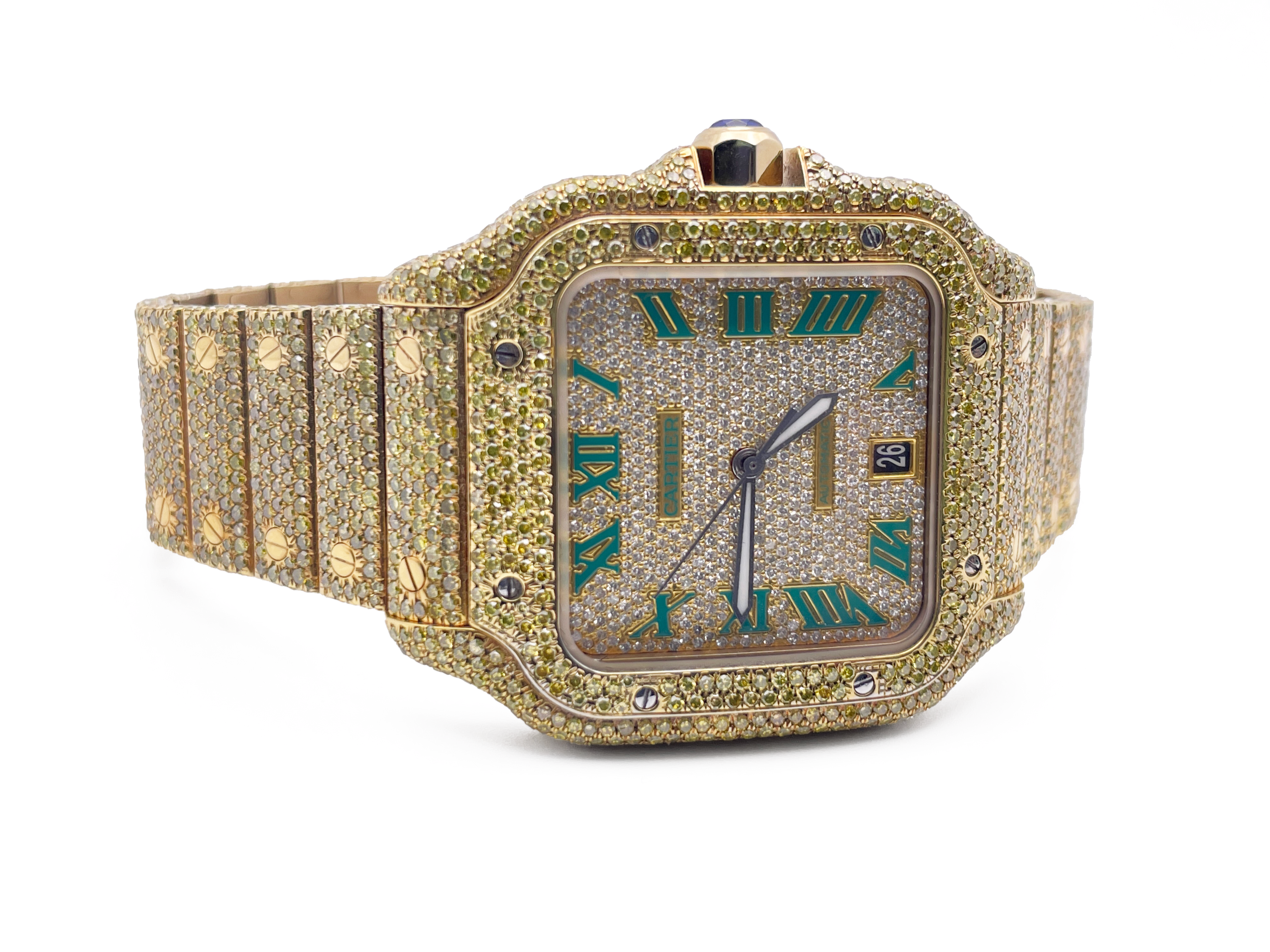 2021 Cartier De Santos - Gold Diamond Watch - Complimentary 1-4 Day Shipping