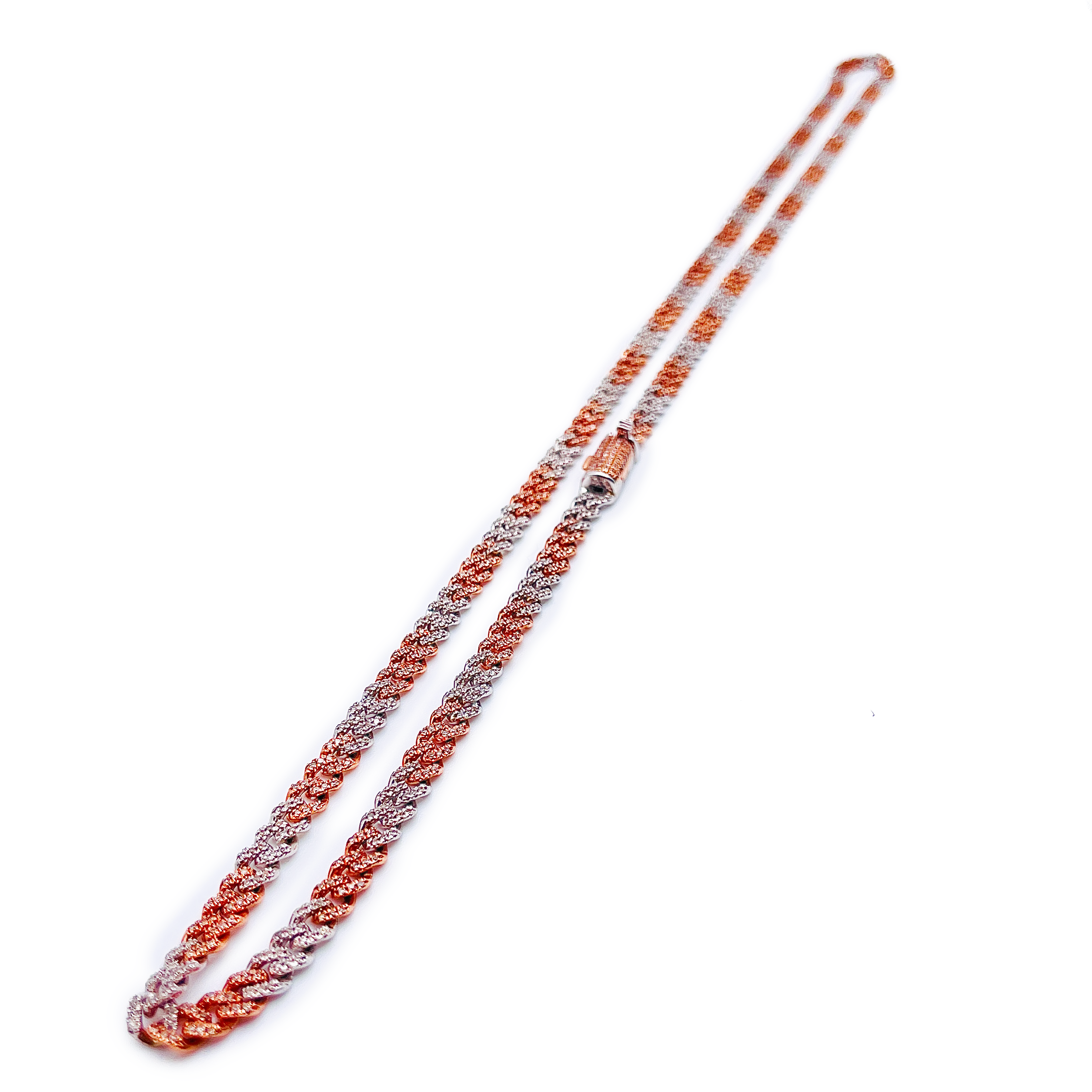 Round Diamond Cuban Link Chain Necklace - 10K Two-Tone