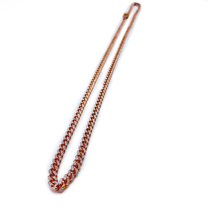 Round Diamond Cuban Link Chain Necklace - 10K Rose Gold