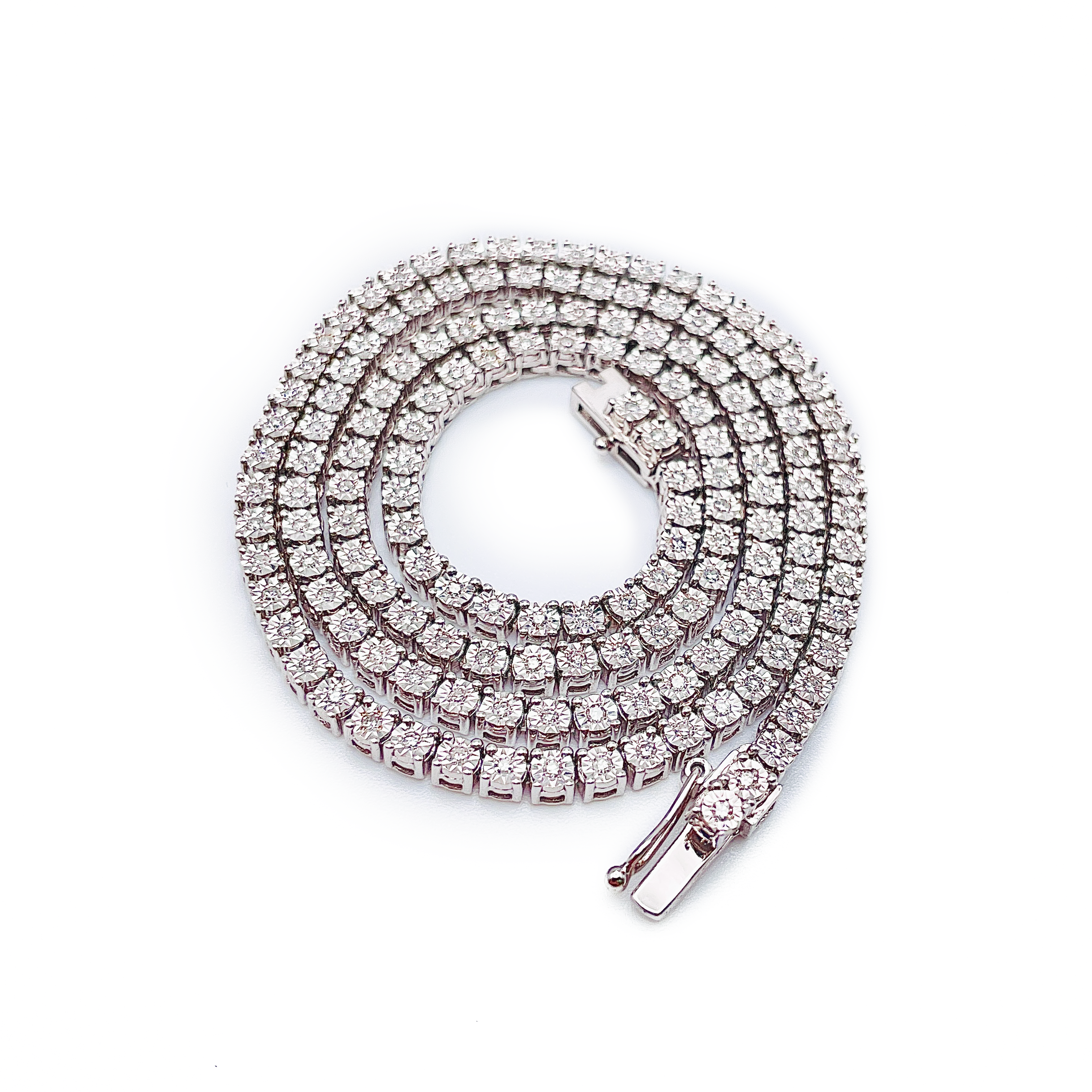 Faunk Diamond Tennis Necklace - Round Diamond Chain - 10K Gold