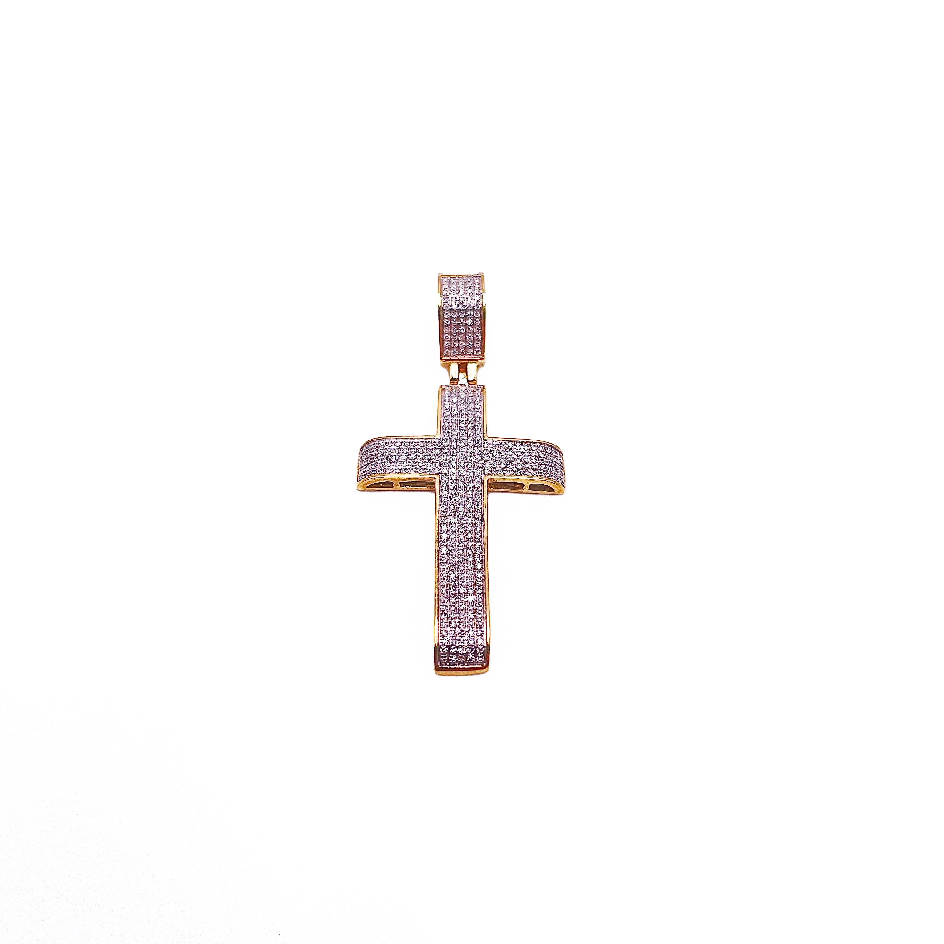 Diamond Cross Pendant Micro Pavé - 10K Yellow Gold