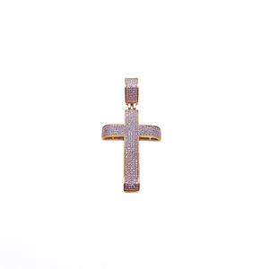 Diamond Cross Pendant Micro Pavé - 10K Yellow Gold
