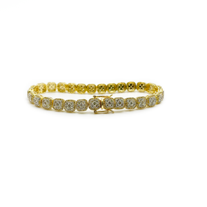 Designer Tennis Bracelet Square Bracket - 10K Yellow Gold - Diamond Bracelet