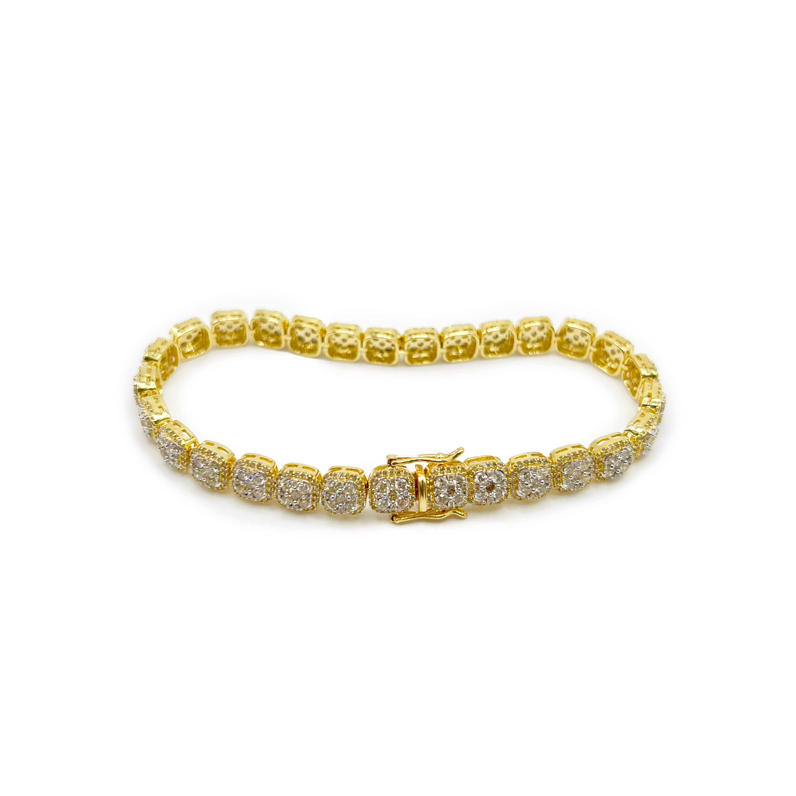 Designer Tennis Bracelet Square Bracket - 10K Yellow Gold - Diamond Bracelet