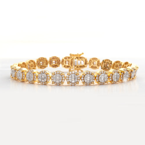 10KY+W 6.50CTW BAGUETTE DIAMOND CLUSTER BRACELET